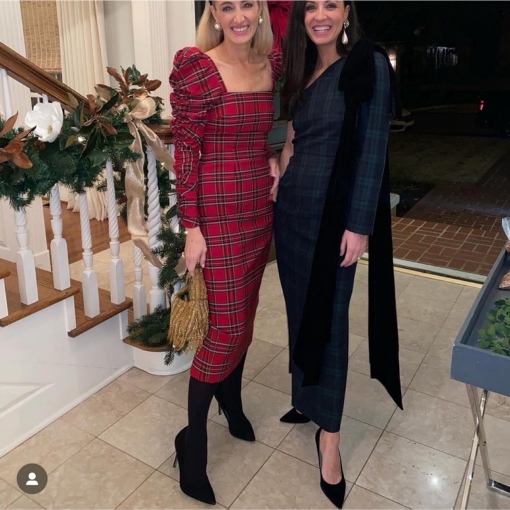 Antonio Melani x Born on Fifth Jennings Plaid Velvet Bow Detail Maxi Dress - Picture 8 of 16